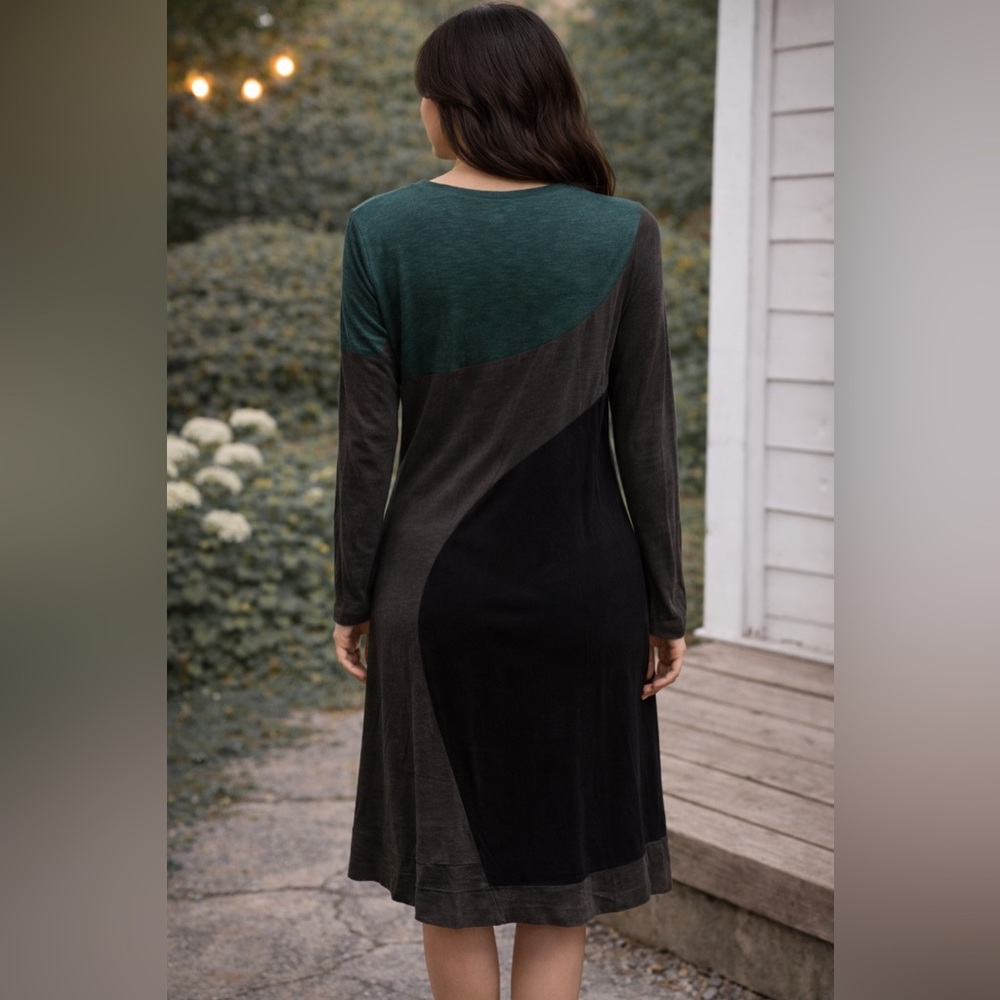 Horny Toad Co Dress Green/Black/Gray Organic Cotton Long Sleeve Pullover Size XL - Picture 2 of 4